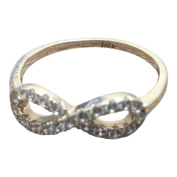 14k Yellow Gold Infinity Diamond Band Promise Ring Elegant Timeless Sparkling - Picture 2 of 5